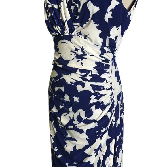 Ralph Lauren blue white floral cocktail dress size 6 - Picture 7 of 13